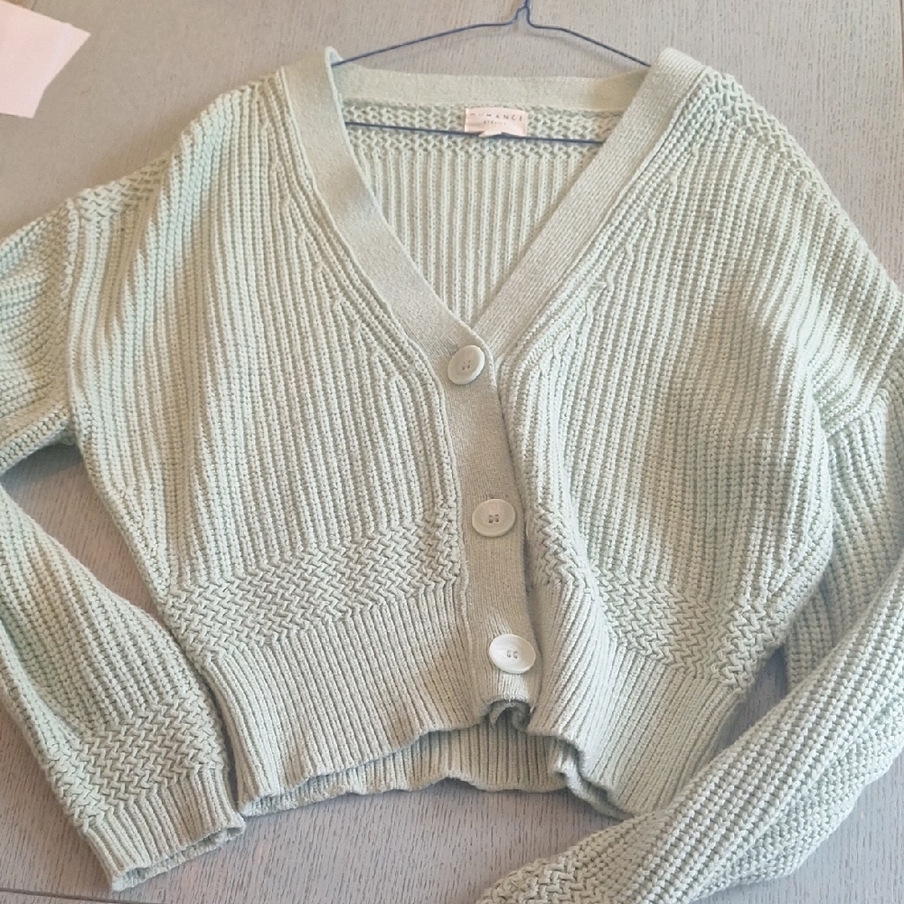 Elegant Sage Green Knit Cardigan